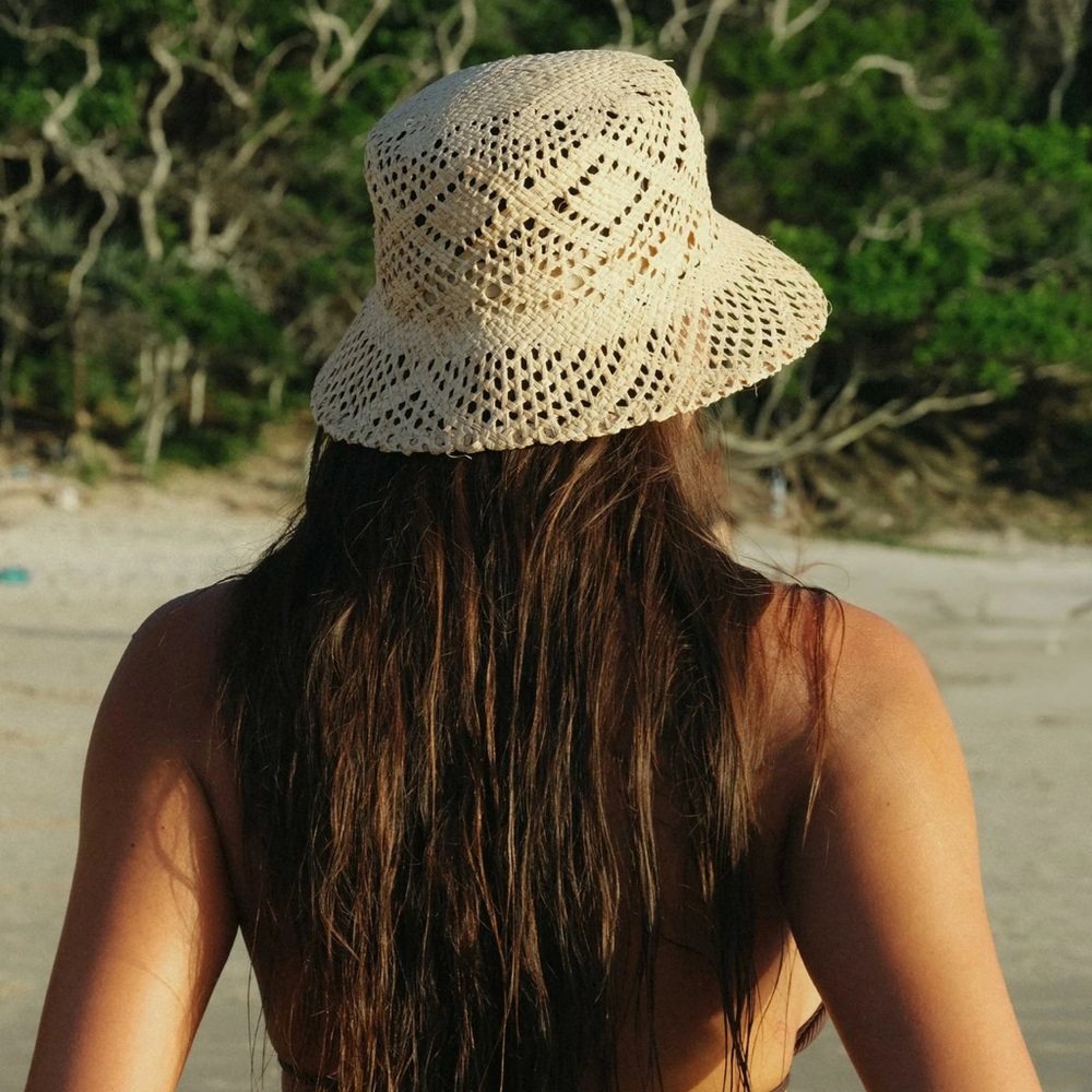 SOFIA STRAW BUCKET HAT by Hemlock in Natural size Medium NWT - Picture 2 of 9